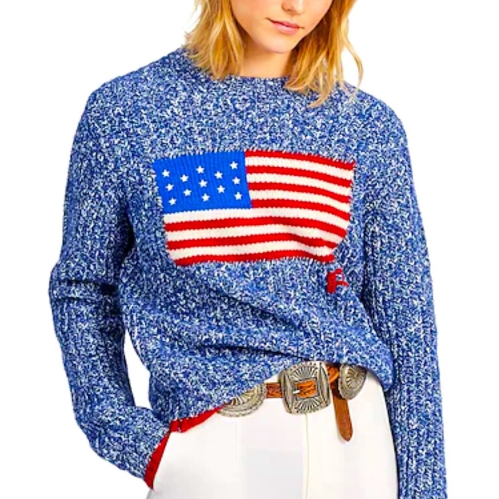 POLO RALPH LAUREN USA Flag Patriotic Nautical Speckled Heavy Knit Sweater XL NEW